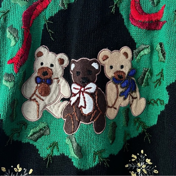 Vintage Holiday Teddy Bear Festive Christmas Sweater Large - Picture 5 of 16